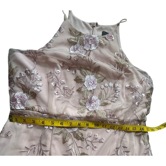Adrianna Papell Blush Floral Embroidered Halter Gown - Size 12 - Picture 8 of 16